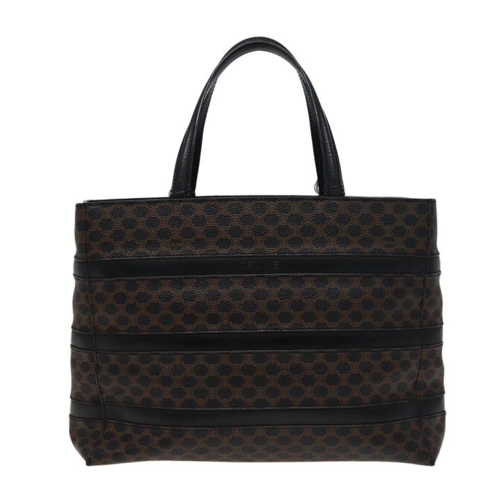 Celine Macadam Canvas Tote Bag PVC Black Auth 78829