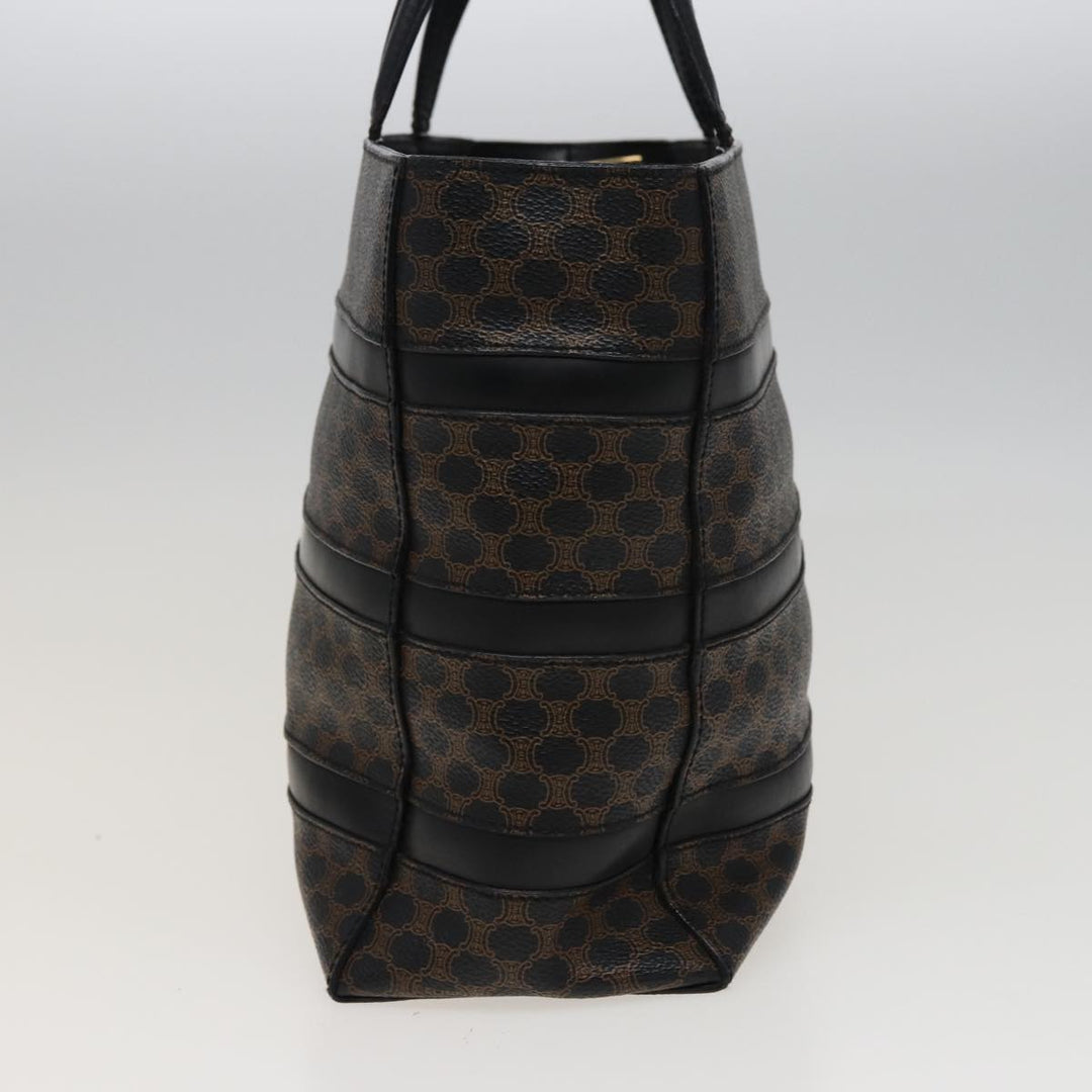 Celine Macadam Canvas Tote Bag PVC Black Auth 78829