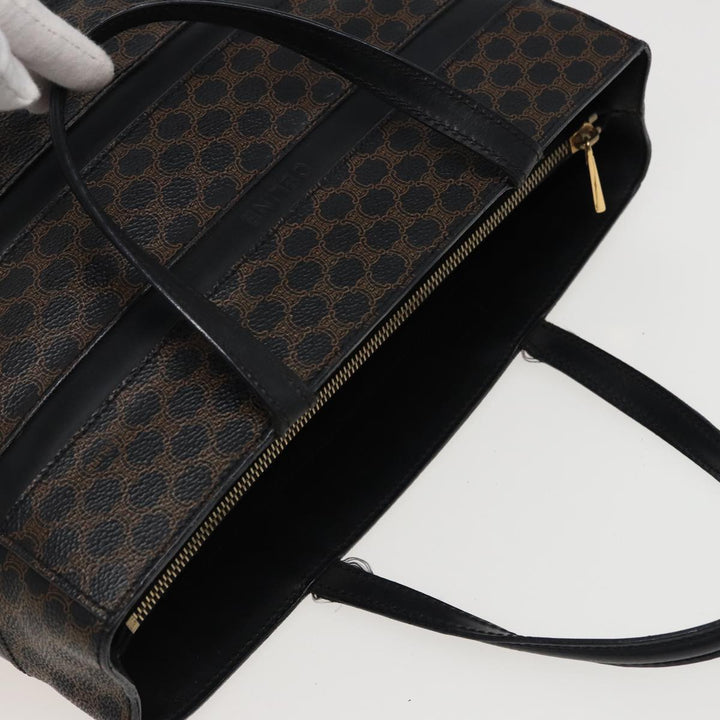 Celine Macadam Canvas Tote Bag PVC Black Auth 78829