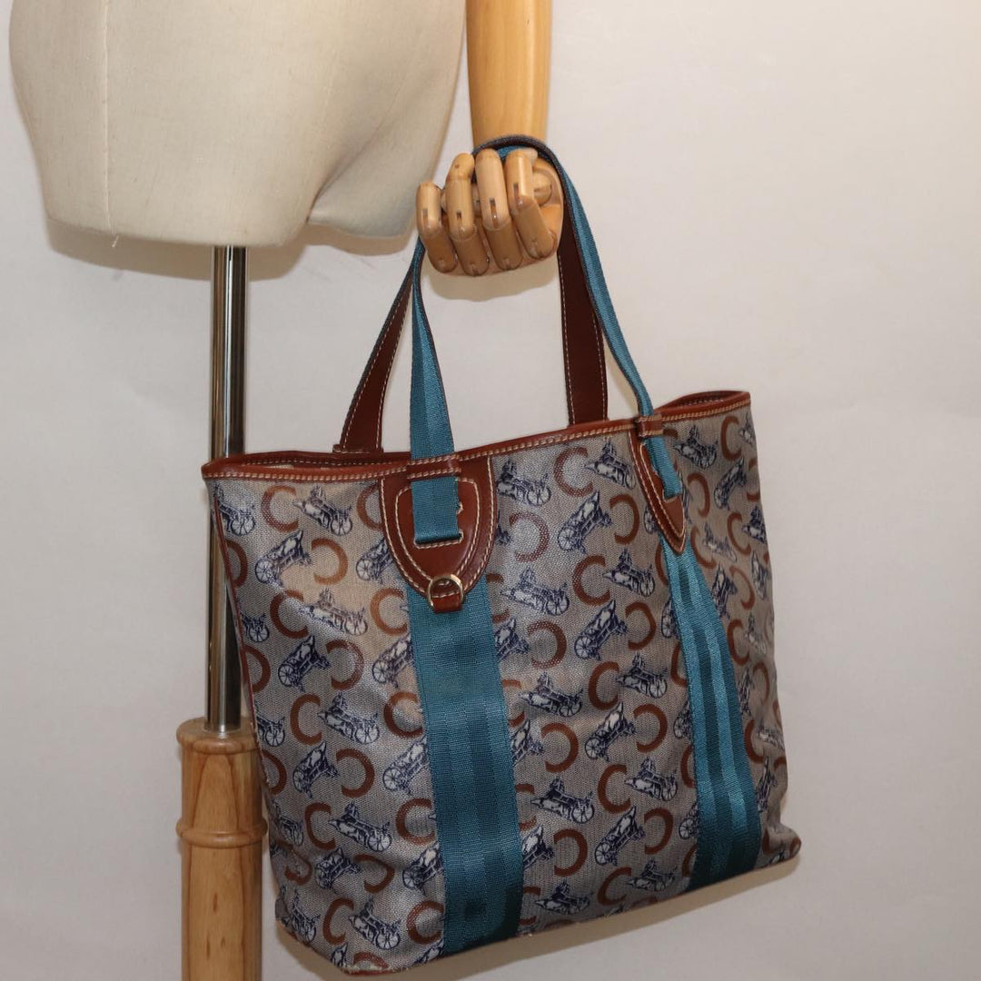 Celine C Macadam Canvas Tote Bag Gray Light Blue Auth 78832