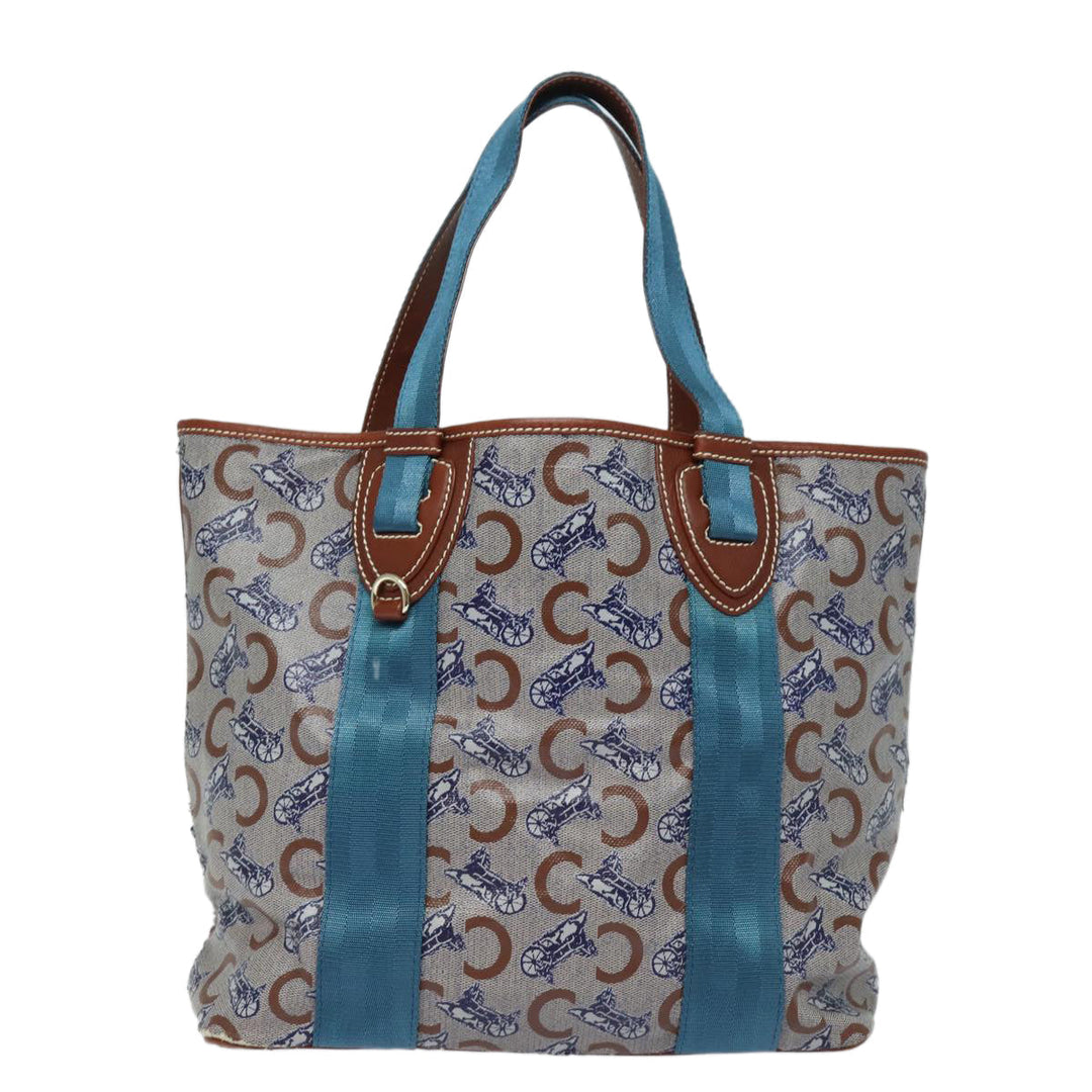 Celine C Macadam Canvas Tote Bag Gray Light Blue Auth 78832