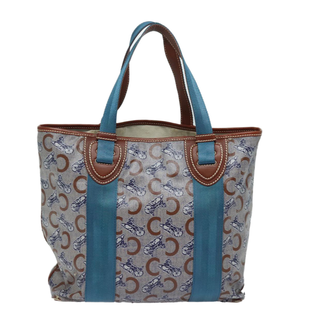 Celine C Macadam Canvas Tote Bag Gray Light Blue Auth 78832