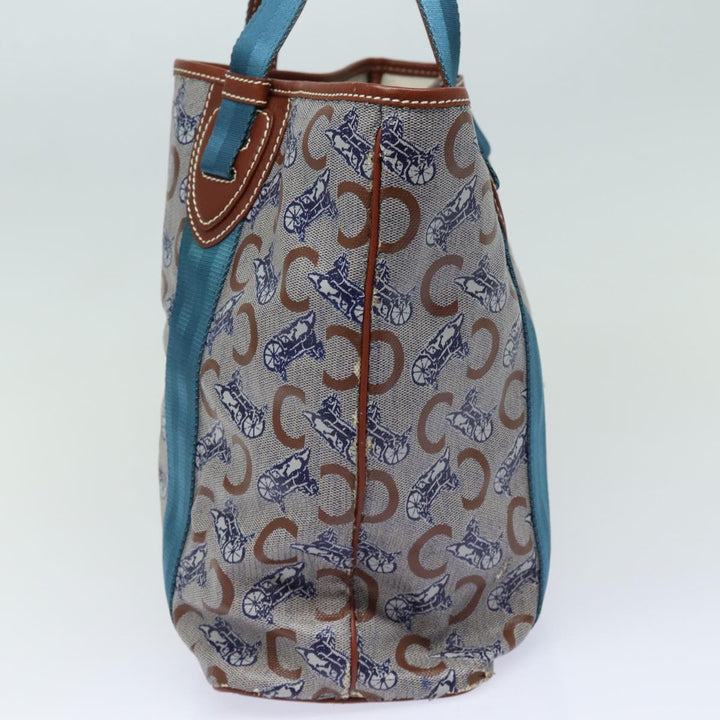 Celine C Macadam Canvas Tote Bag Gray Light Blue Auth 78832