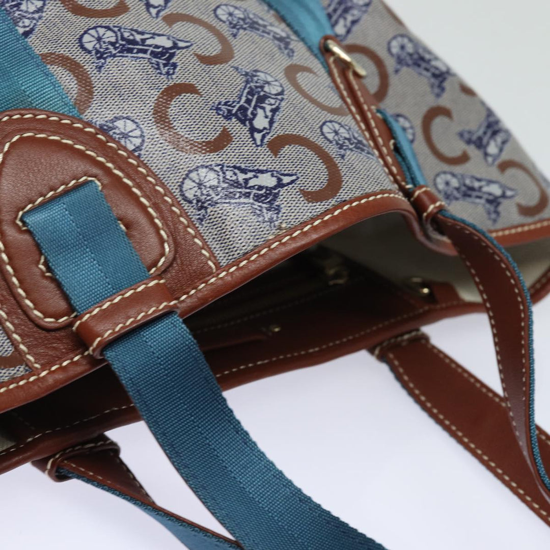 Celine C Macadam Canvas Tote Bag Gray Light Blue Auth 78832