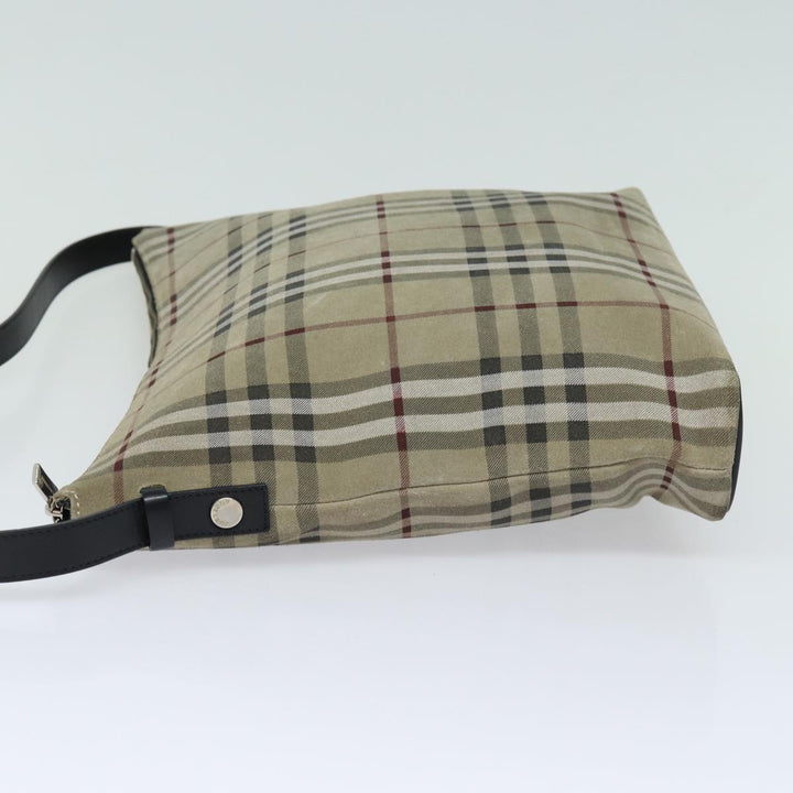 Burberry Nova Check Shoulder Bag Suede Beige Black Auth 78849