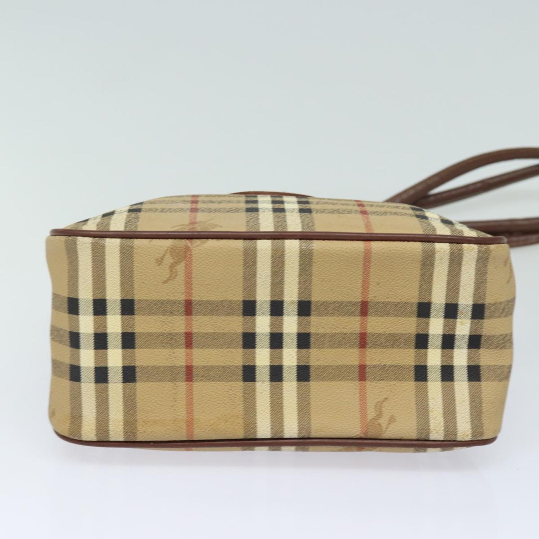 BurberrySs Nova Check Shoulder Bag PVC Leather Beige Auth 78850