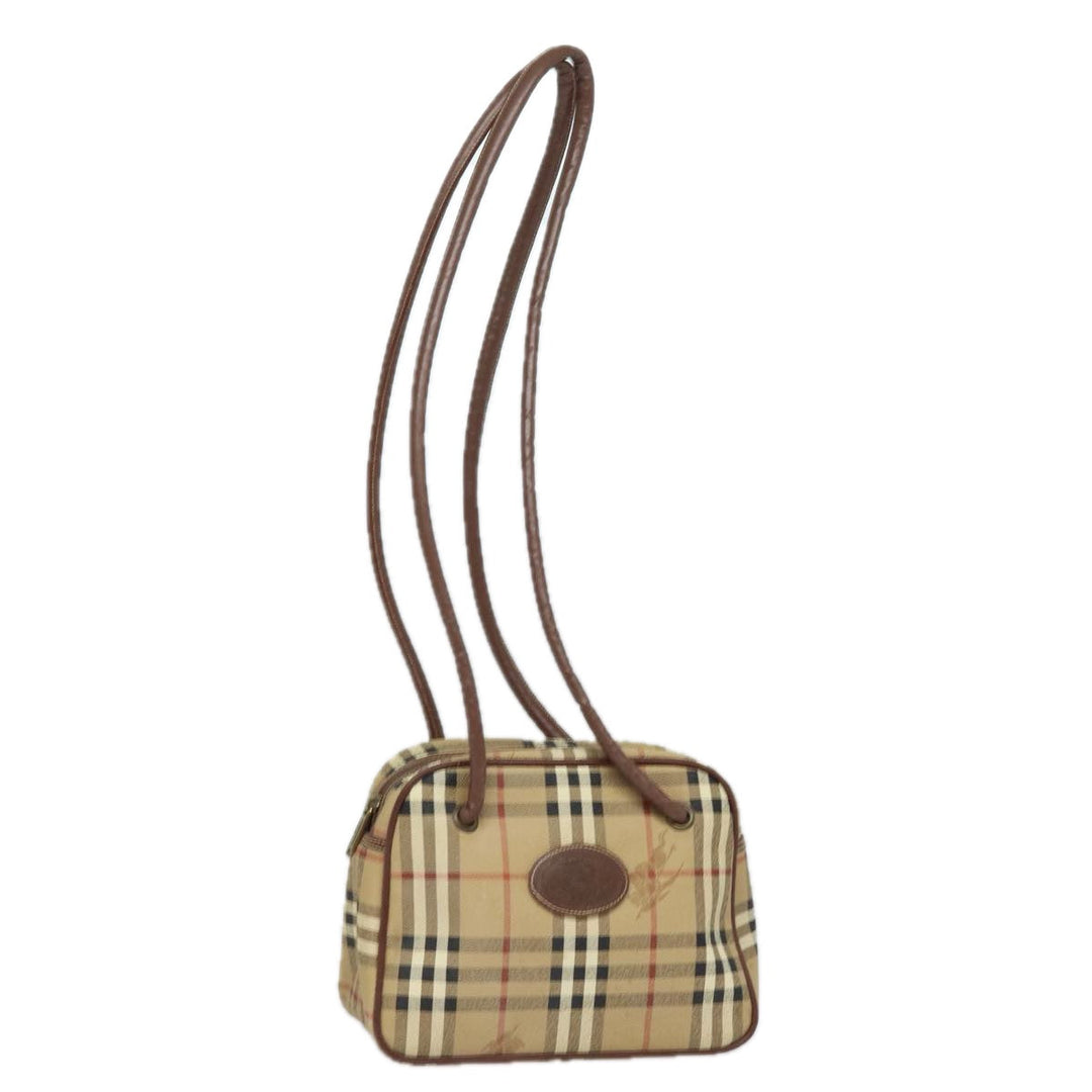 BurberrySs Nova Check Shoulder Bag PVC Leather Beige Auth 78850