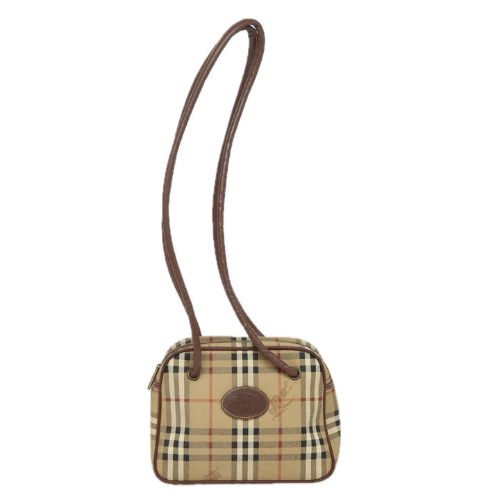 BurberrySs Nova Check Shoulder Bag PVC Leather Beige Auth 78850