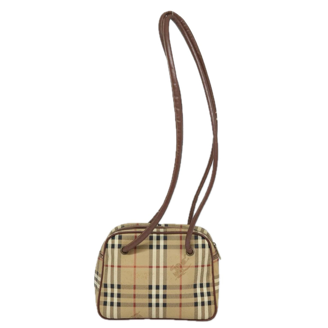 BurberrySs Nova Check Shoulder Bag PVC Leather Beige Auth 78850
