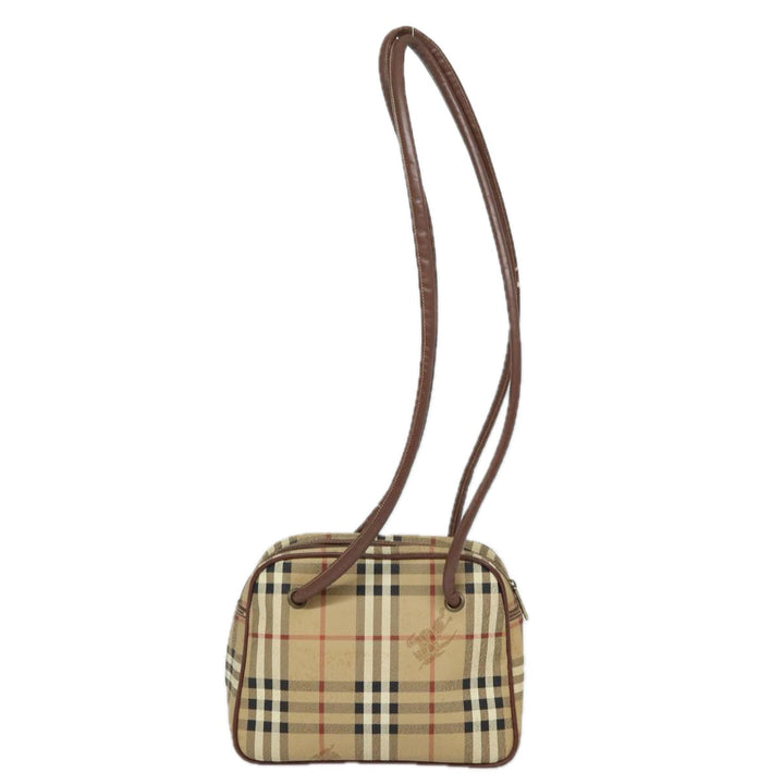 BurberrySs Nova Check Shoulder Bag PVC Leather Beige Auth 78850