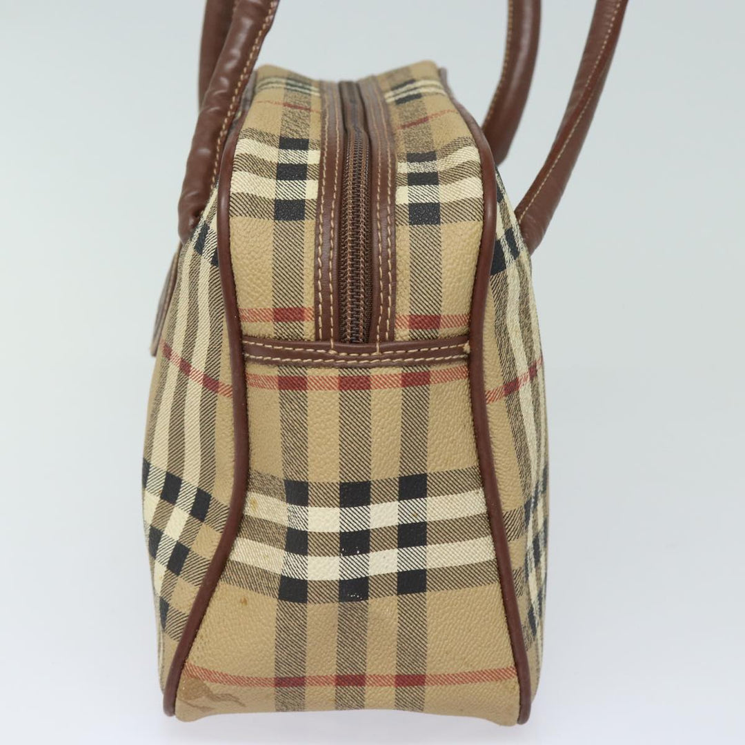 BurberrySs Nova Check Shoulder Bag PVC Leather Beige Auth 78850