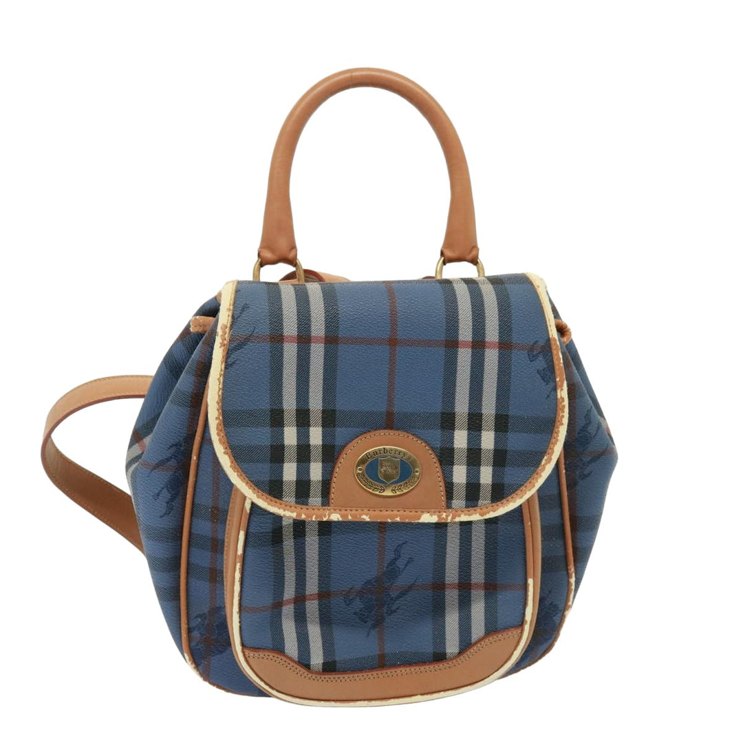 BurberrySs Nova Check Shoulder Bag PVC Leather Blue Auth 78851