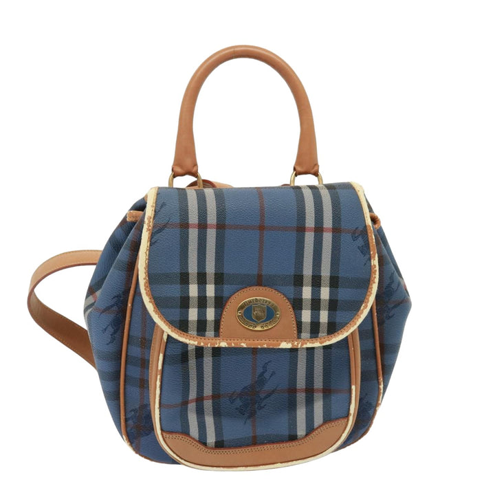 BurberrySs Nova Check Shoulder Bag PVC Leather Blue Auth 78851