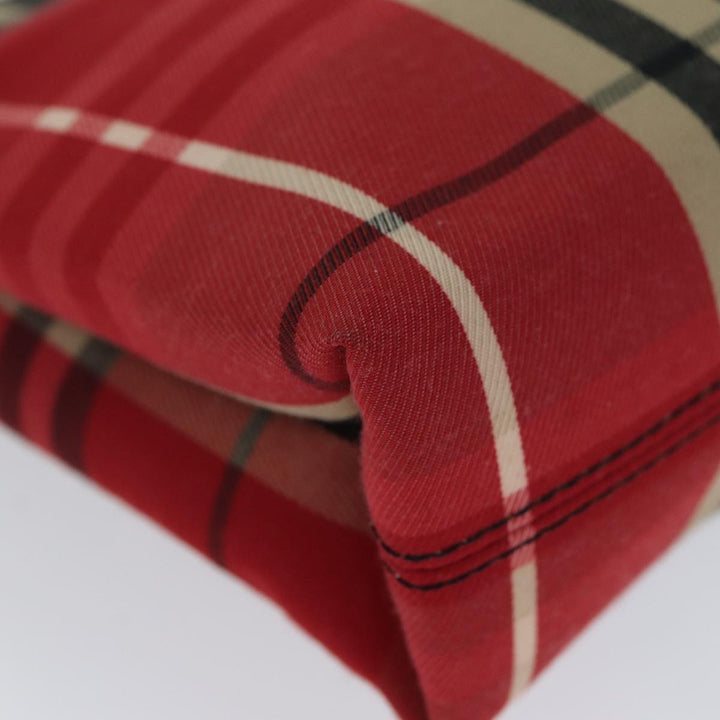 Burberry Nova Check Hand Bag Canvas Red Auth 78853