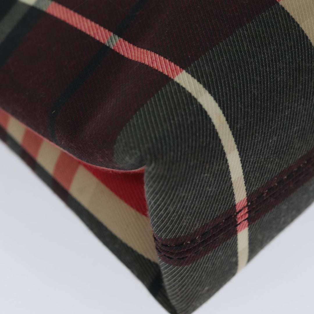 Burberry Nova Check Hand Bag Canvas Red Auth 78853