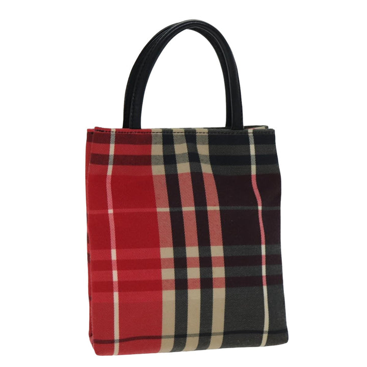 Burberry Nova Check Hand Bag Canvas Red Auth 78853