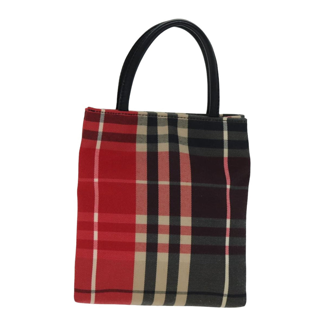 Burberry Nova Check Hand Bag Canvas Red Auth 78853