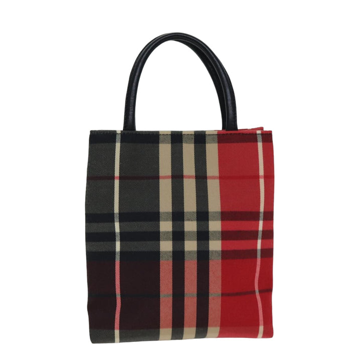 Burberry Nova Check Hand Bag Canvas Red Auth 78853