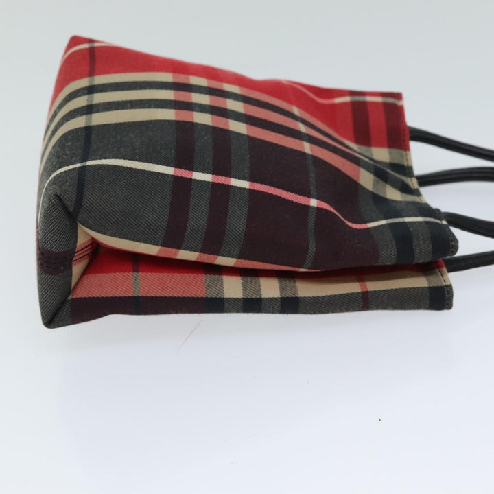 Burberry Nova Check Hand Bag Canvas Red Auth 78853