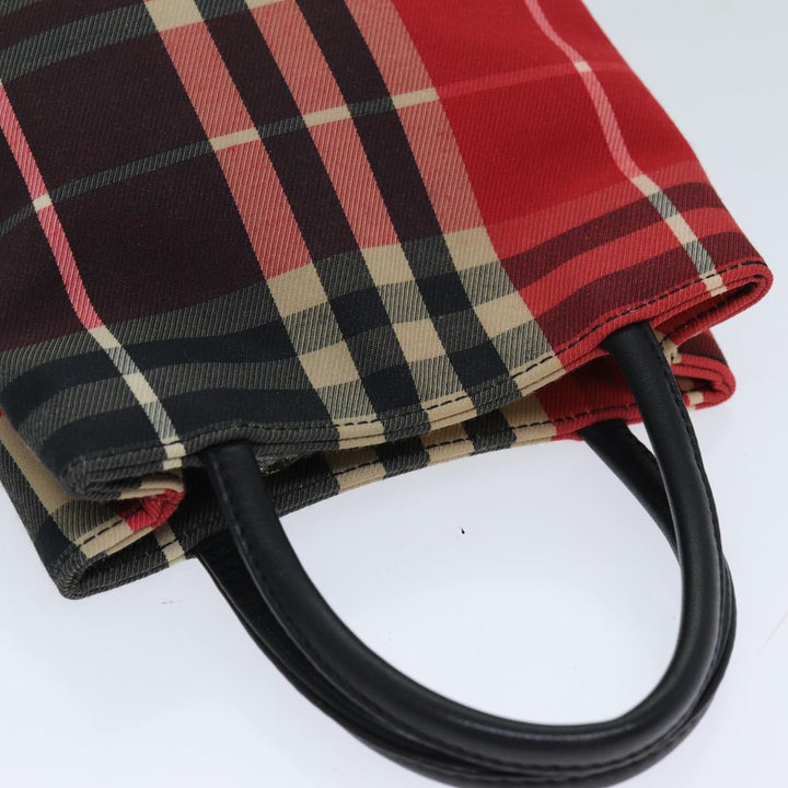 Burberry Nova Check Hand Bag Canvas Red Auth 78853