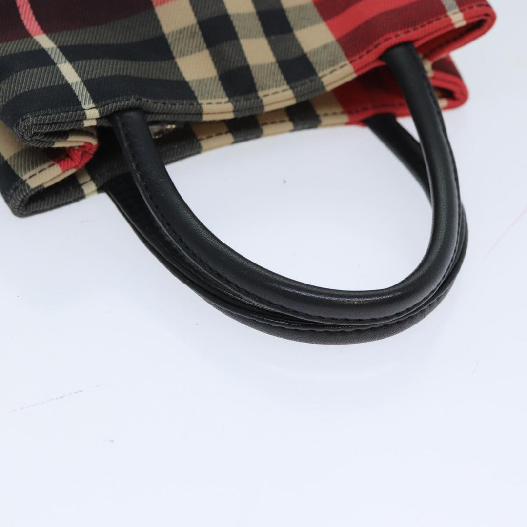 Burberry Nova Check Hand Bag Canvas Red Auth 78853
