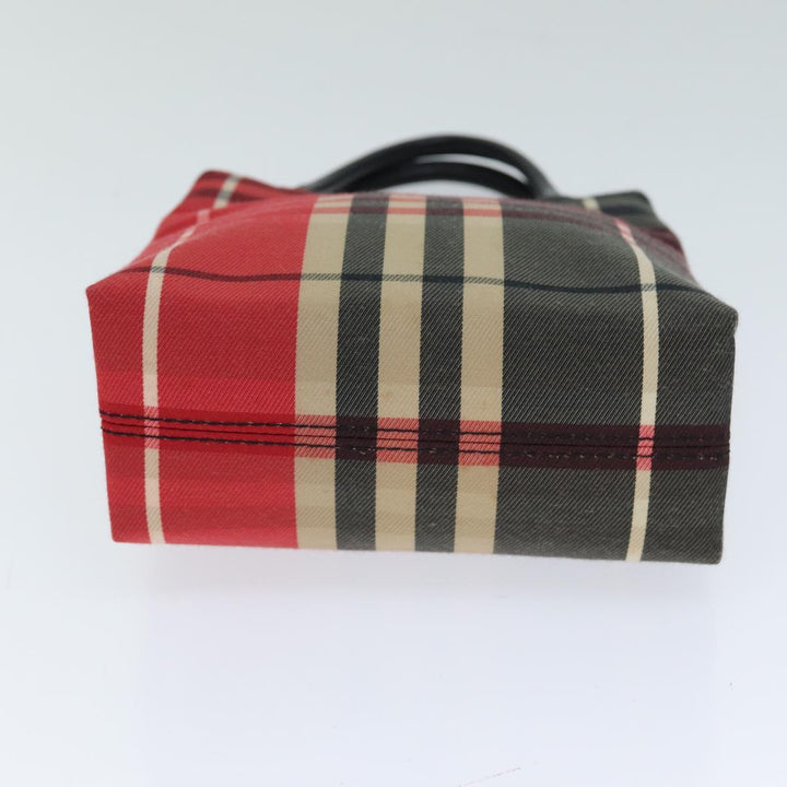 Burberry Nova Check Hand Bag Canvas Red Auth 78853