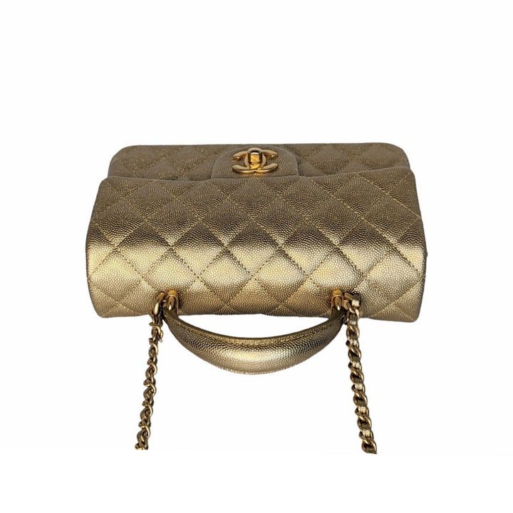 Top Quality Chanel Metallic Grained Calfskin Mini Top Handle Bag