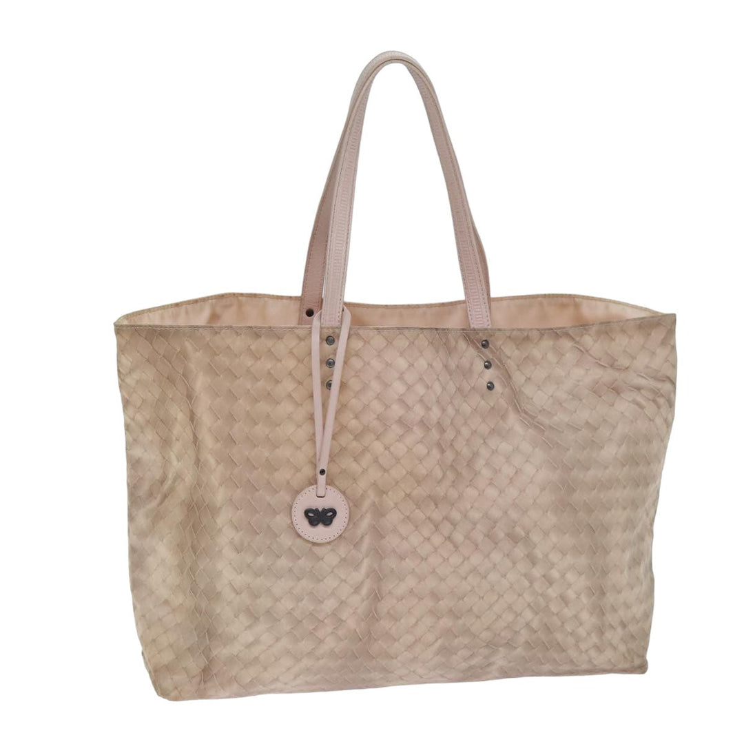 Bottega veneta Tote Bag Nylon Beige Auth 78910