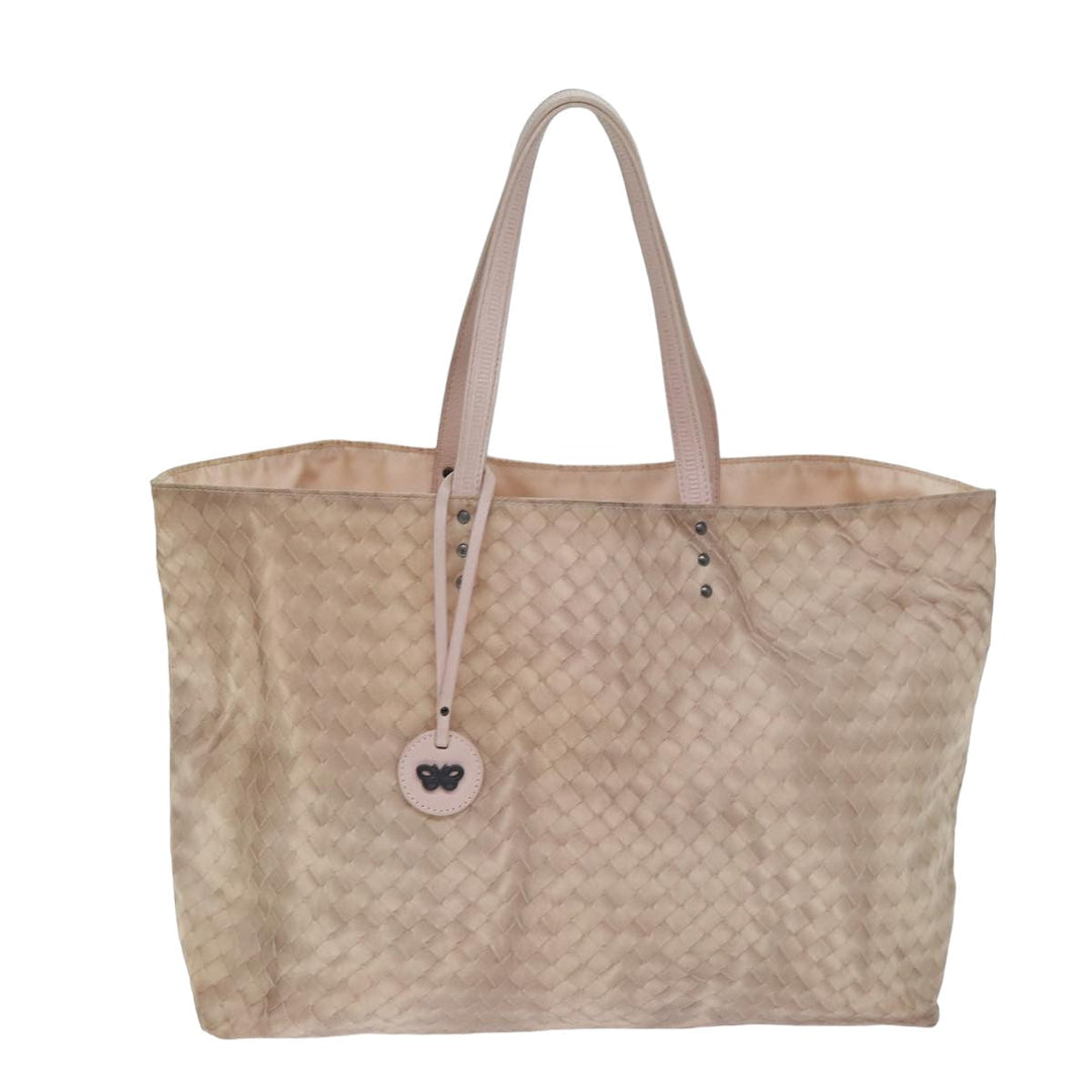 Bottega veneta Tote Bag Nylon Beige Auth 78910