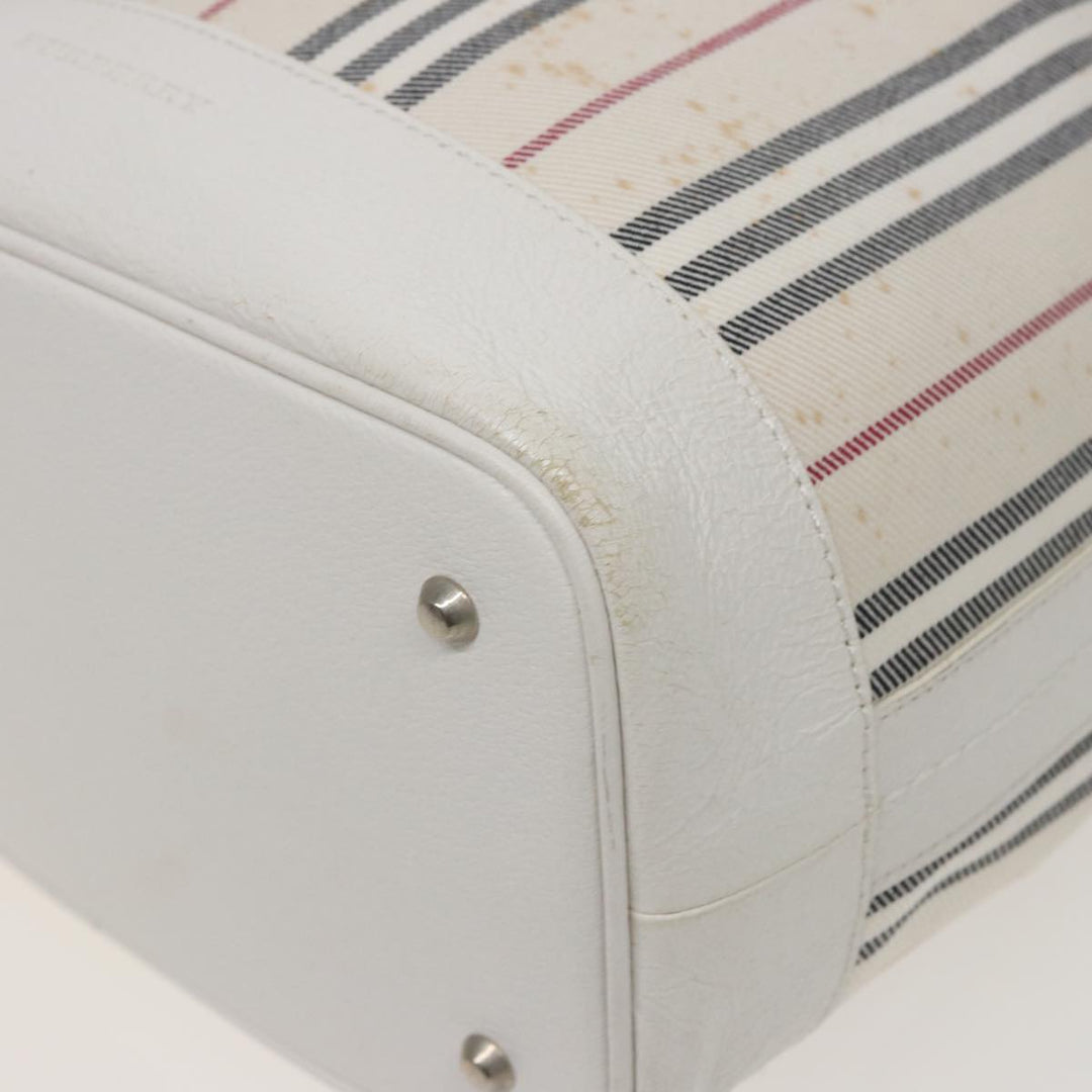 Burberry Shoulder Bag Canvas Leather White Auth 78965