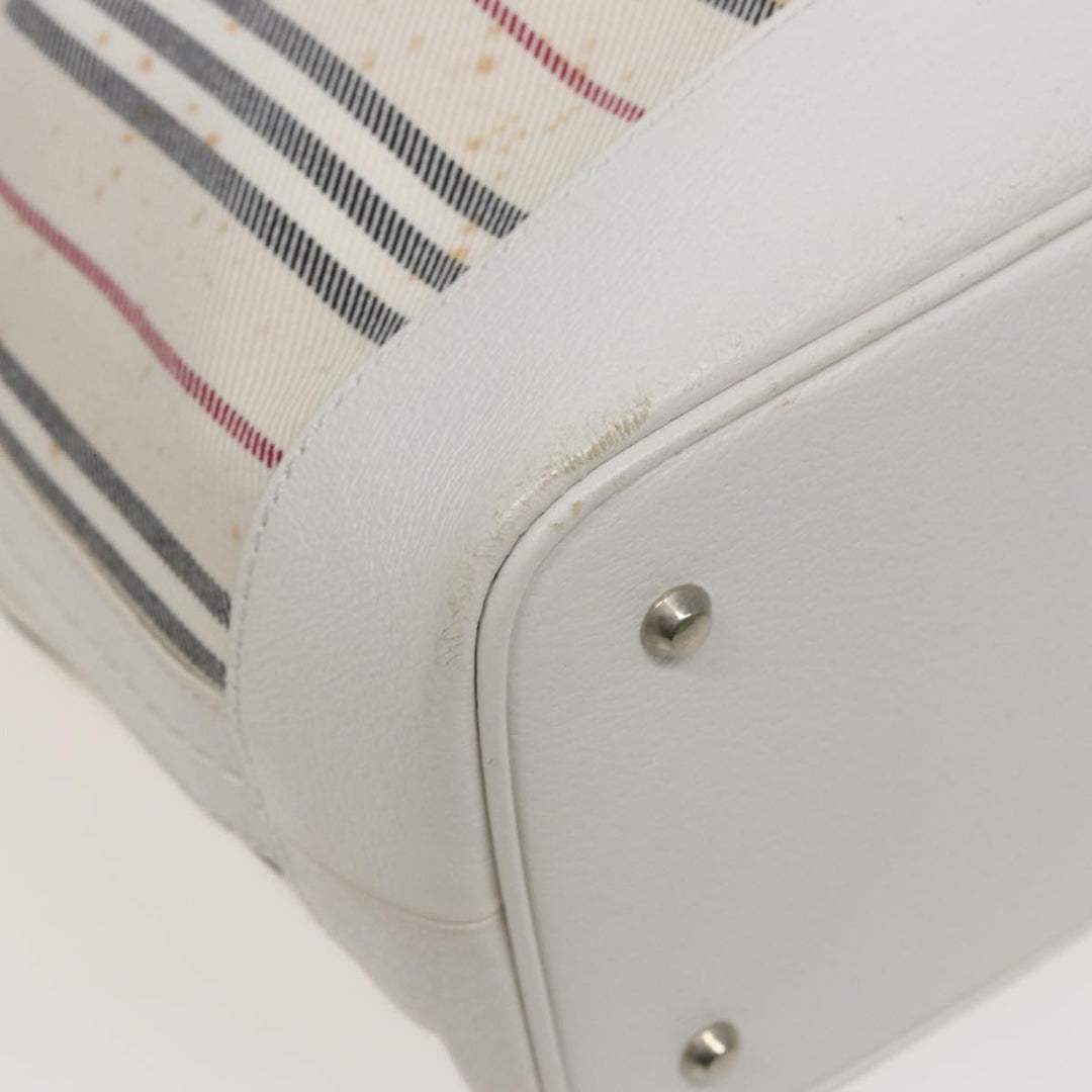 Burberry Shoulder Bag Canvas Leather White Auth 78965