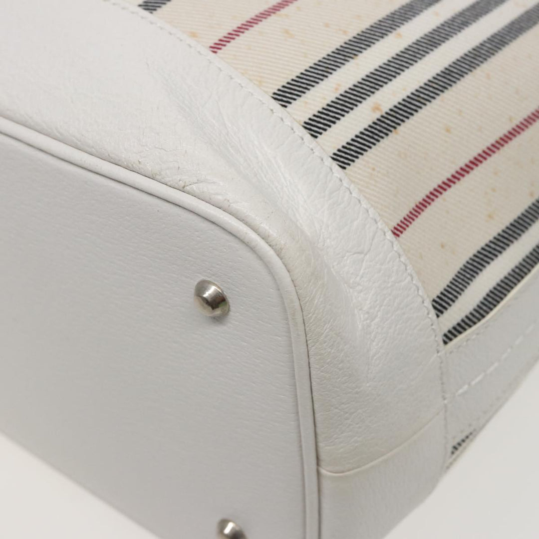 Burberry Shoulder Bag Canvas Leather White Auth 78965