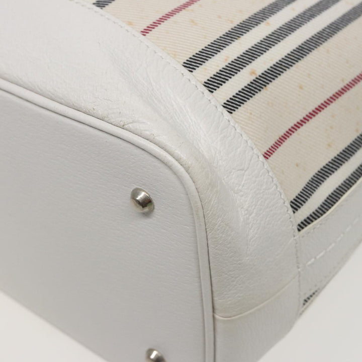 Burberry Shoulder Bag Canvas Leather White Auth 78965