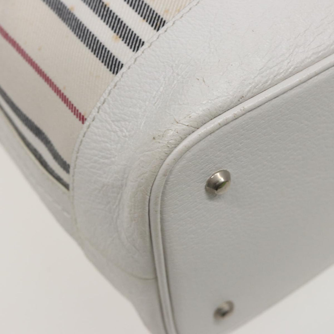 Burberry Shoulder Bag Canvas Leather White Auth 78965