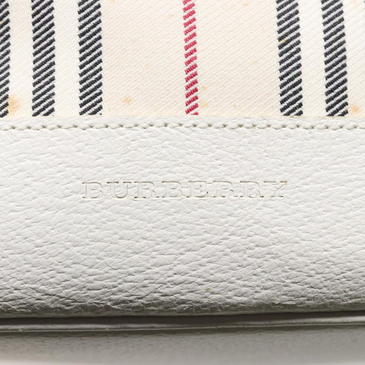 Burberry Shoulder Bag Canvas Leather White Auth 78965