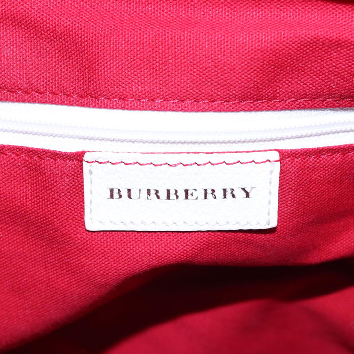 Burberry Shoulder Bag Canvas Leather White Auth 78965