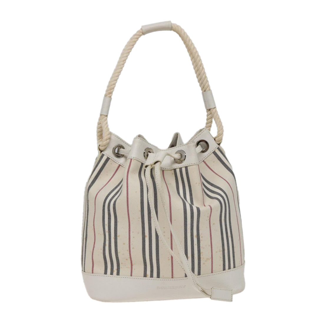 Burberry Shoulder Bag Canvas Leather White Auth 78965