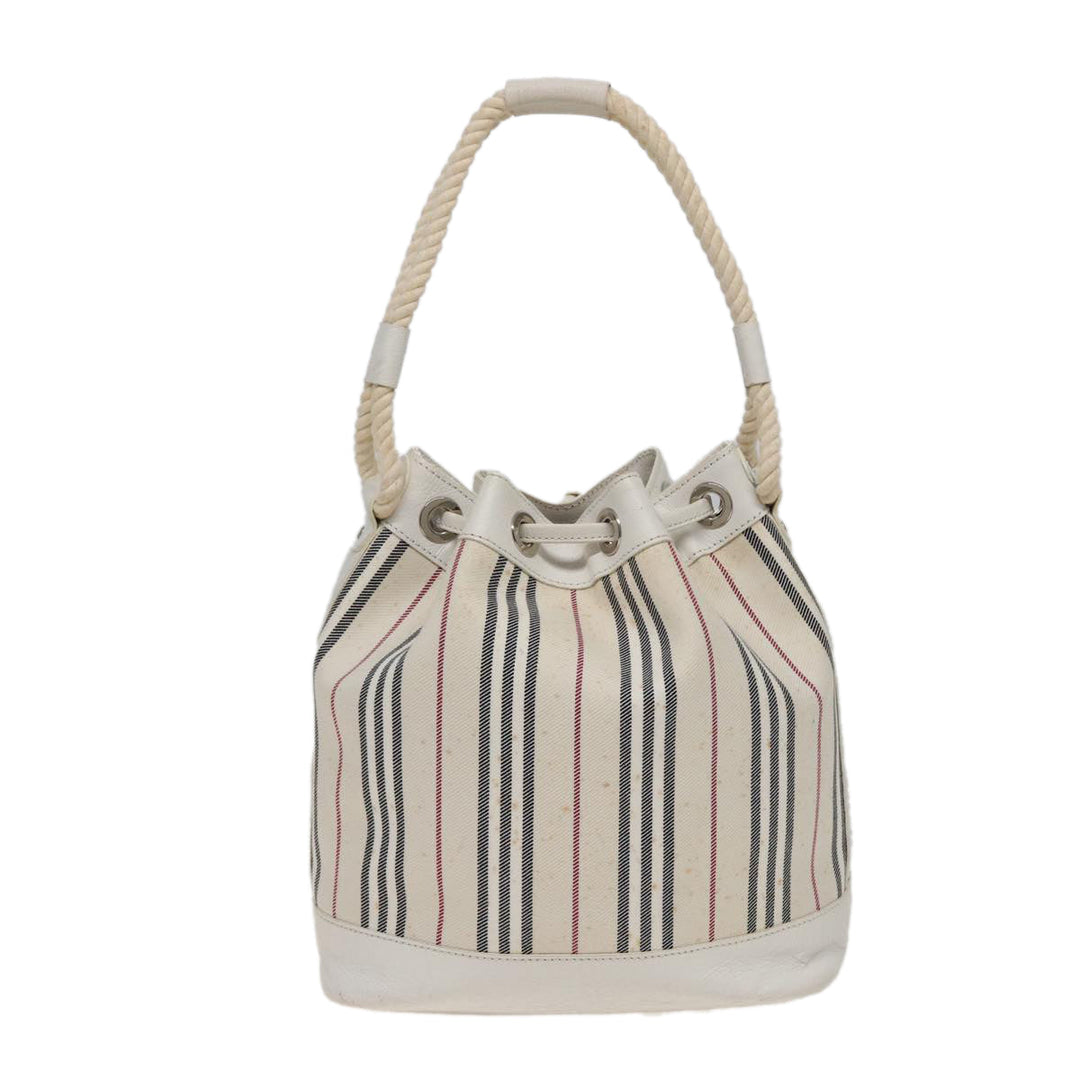 Burberry Shoulder Bag Canvas Leather White Auth 78965