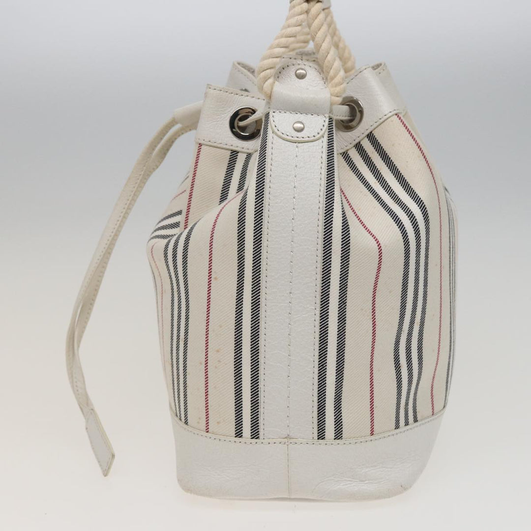 Burberry Shoulder Bag Canvas Leather White Auth 78965