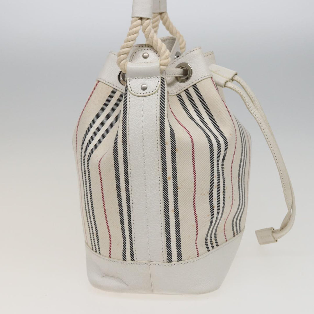 Burberry Shoulder Bag Canvas Leather White Auth 78965