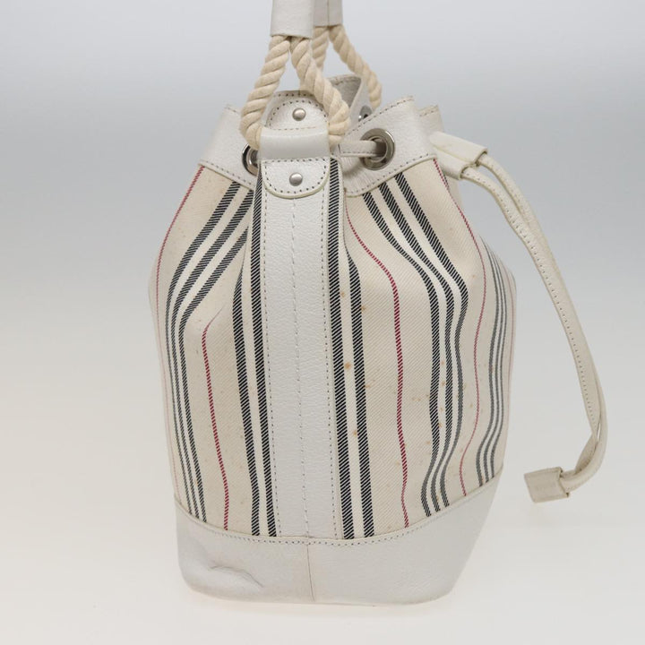 Burberry Shoulder Bag Canvas Leather White Auth 78965