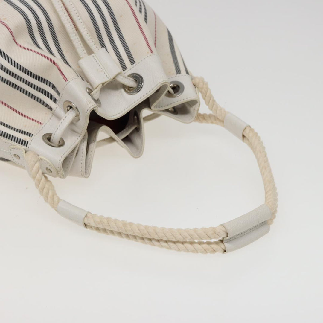 Burberry Shoulder Bag Canvas Leather White Auth 78965