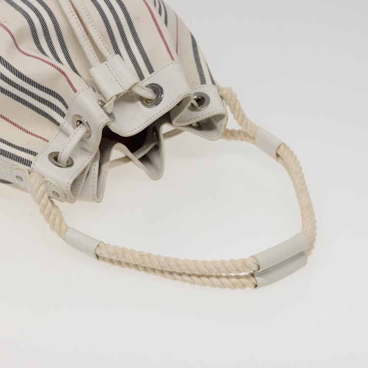 Burberry Shoulder Bag Canvas Leather White Auth 78965
