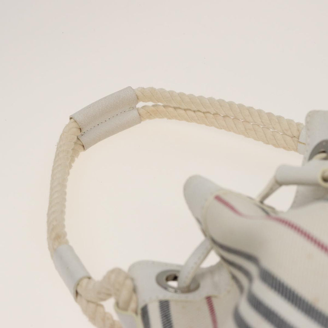Burberry Shoulder Bag Canvas Leather White Auth 78965