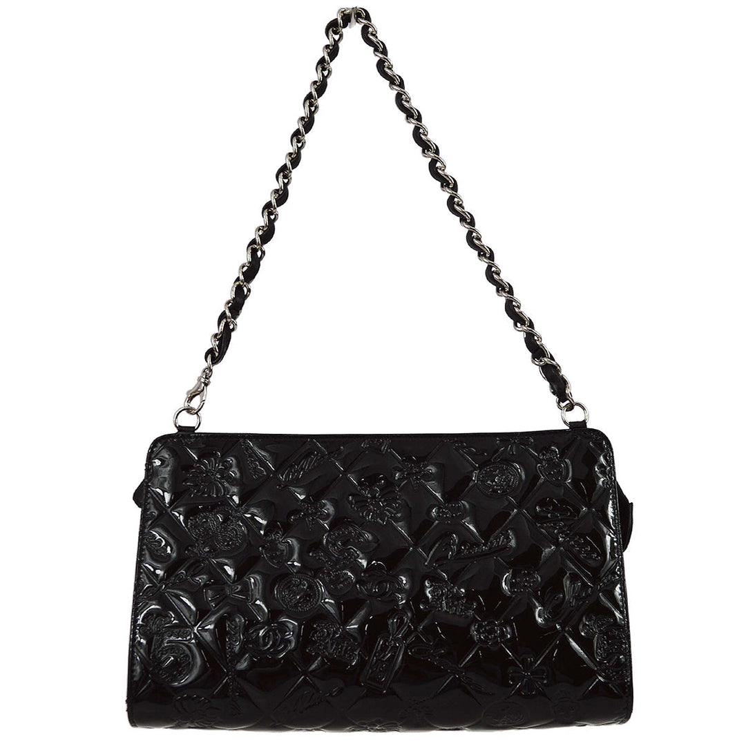 Top Quality Chanel * 2009-2010 Black Patent Leather Icon Handbag