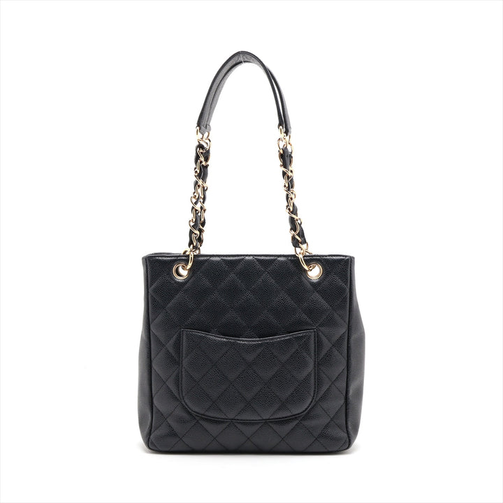 Top Quality Chanel PST Caviar S Tote Top Bag Black Gold  8th