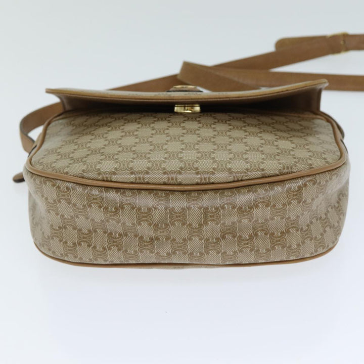 Celine Macadam Canvas Shoulder Bag Beige Auth 79104