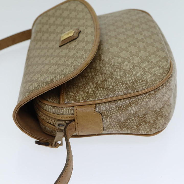 Celine Macadam Canvas Shoulder Bag Beige Auth 79104