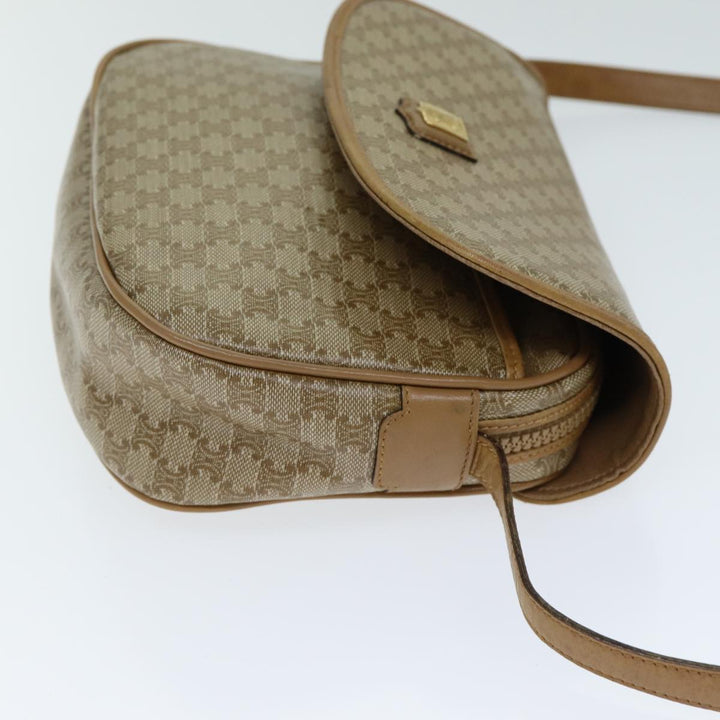 Celine Macadam Canvas Shoulder Bag Beige Auth 79104