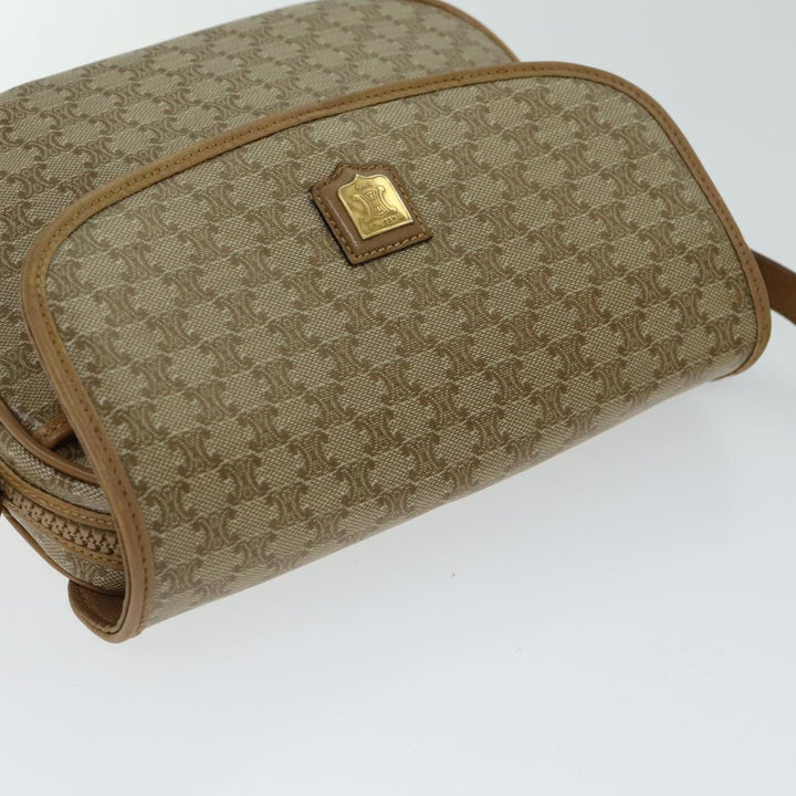 Celine Macadam Canvas Shoulder Bag Beige Auth 79104